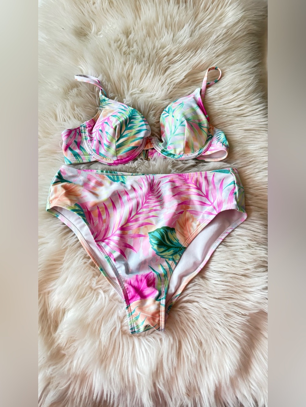 TAHITI Floral Tropical High-Waist Bikini Set in Pink